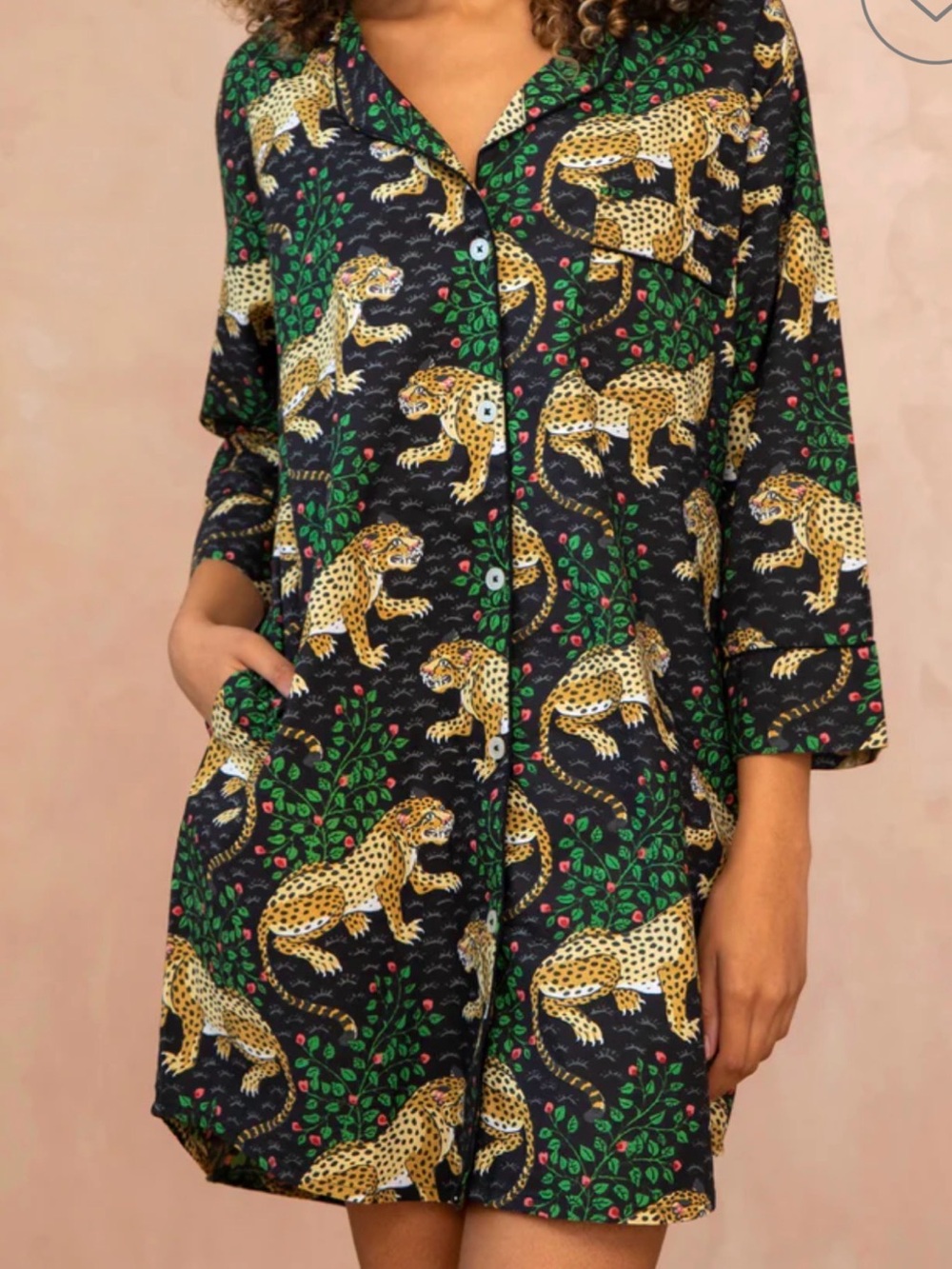🐆 Printfresh Women’s Scarlet Red Bagheera Sleep Shirt 100% Organic Cotton - Picture 10 of 10